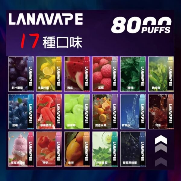 LANA 拋棄式電子煙 8000口｜超大容量｜免充電｜17種口味可選